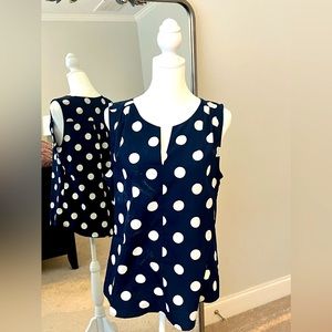 Navy polka dot sleeveless blous